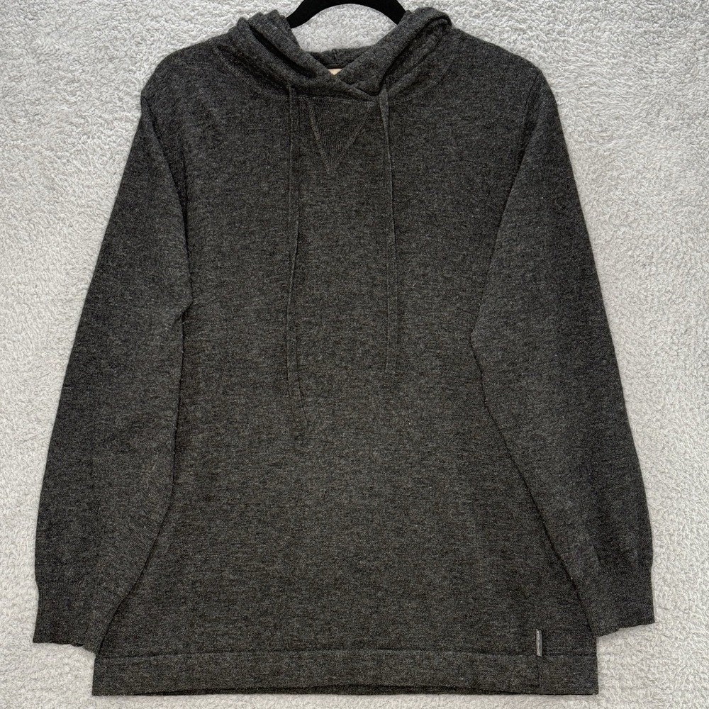 Woolrich Womens Amberglow Heather Gray Wool Blend Hoodie Pullover Size Medium